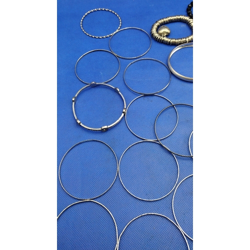 22 - Large Collection of Costume Silver Tone Bracelets and Others Circa 1980s to 1990s