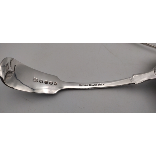 24 - James Dixon & Sons EPNS Tongs with Trumpet Mark, D&A Nevada Silver Ladle and Pair of Early 20th Cent... 