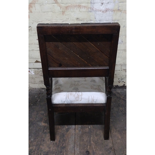 41 - Edwardian Solid oak English open-arm armchair early 20th century Approx. 85 cm high × 55 cm wide