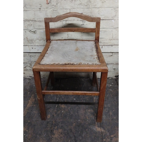 43 - One Small Wooden Nailed-Seat Chair And One Wooden Ladder-Back Bar Stool Mid 20th Century