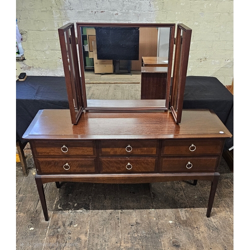 48 - Stag Minstrel Mahogany Dressing Table with a Triple Mirror and 6 Drawers H71cm W131cm D46.5cm