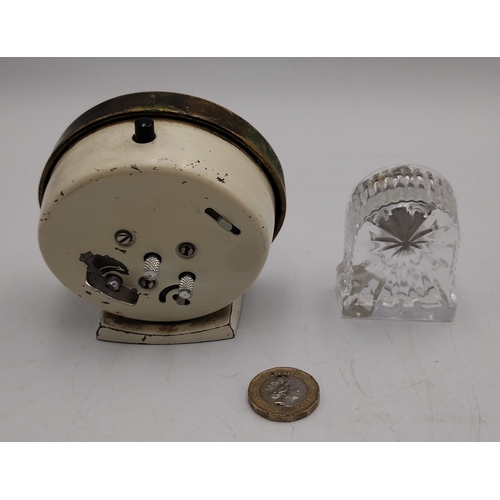 52 - Vintage Westclox Baby Ben Scotland Alarm Clock 1960s with Edinburgh Crystal Desk Clock 1980s