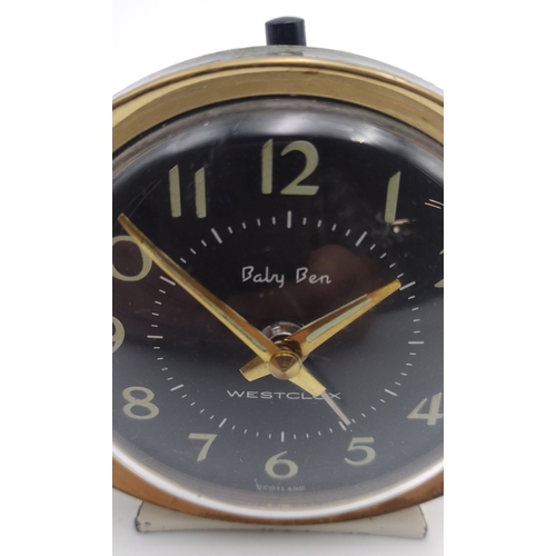 52 - Vintage Westclox Baby Ben Scotland Alarm Clock 1960s with Edinburgh Crystal Desk Clock 1980s