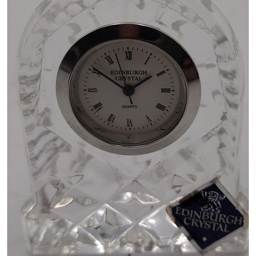 52 - Vintage Westclox Baby Ben Scotland Alarm Clock 1960s with Edinburgh Crystal Desk Clock 1980s