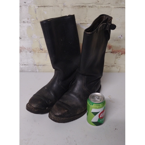 61 - Pair of East German NVA Black Leather “Knobelbecher” Military Marching Boots with DDR Factory-Marked... 