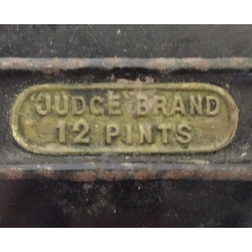 62 - Set of Three Items Including Judge Brand 12-Pint Enamel Pan Circa 1950s, Cast Brass Beetle Ornament ... 