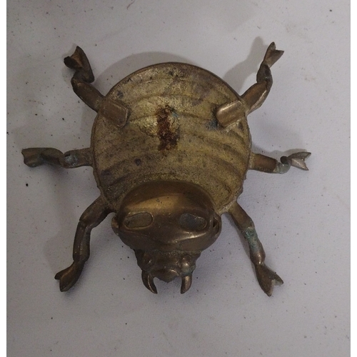 62 - Set of Three Items Including Judge Brand 12-Pint Enamel Pan Circa 1950s, Cast Brass Beetle Ornament ... 