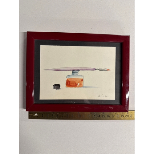 Modern Minimalist Watercolor and Ink Still Life