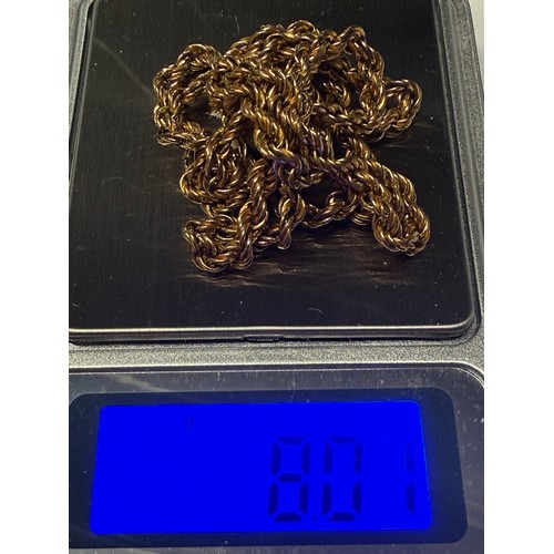 85 - 9ct Gold Twisted Rope Chain Approx 8g 375