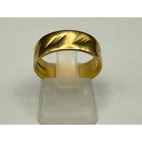 27 - 9ct Gold Band Ring With Engraved Swirls Fully Hallmarked 375 approx 3.1g
