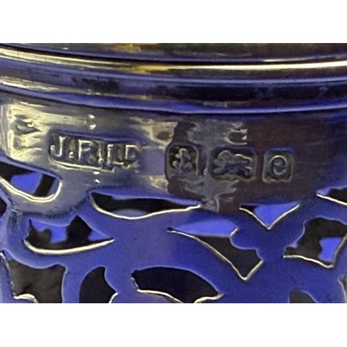 11 - Three Sterling Silver Mustard Pots two with Blue Glass Liners approx 104g 925