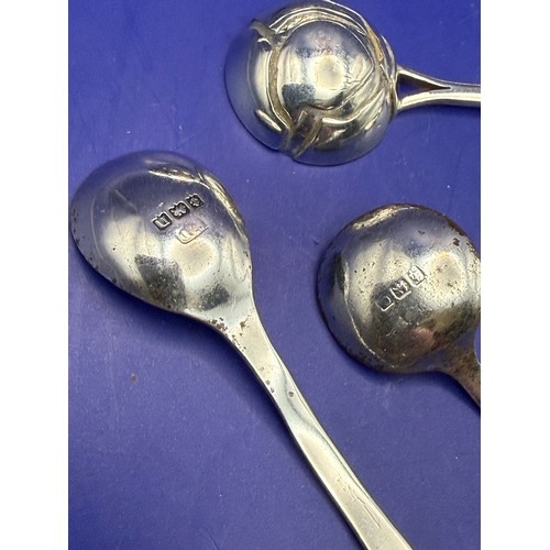16 - Sterling Silver Cocktail Cherry Spoon , Sugar Tongs and 5 Salt Spoons approx 67g 925