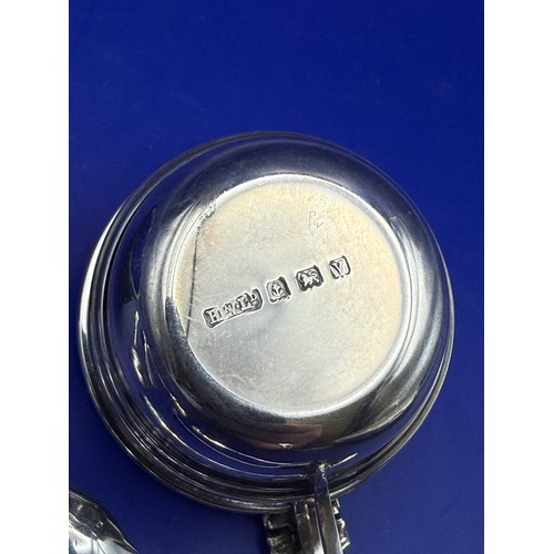 18 - Sterling Silver Mustard with Blue Glass Liner and Six Silver Salt / Mustard Spoons approx 43g 925