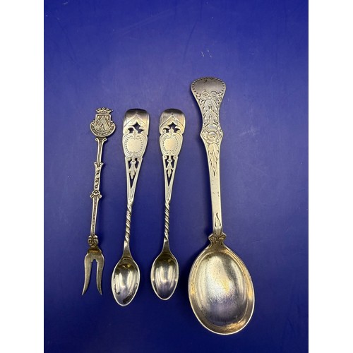 21 - Three White Metal Items to include 900 Silver Fork , 925 Sterling Silver Spoon & 830 Silver Large Sp... 
