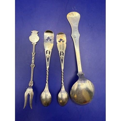 21 - Three White Metal Items to include 900 Silver Fork , 925 Sterling Silver Spoon & 830 Silver Large Sp... 