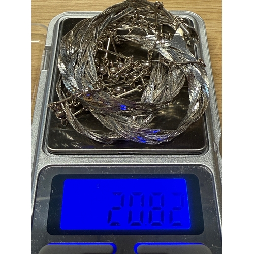 94 - Two Sterling Silver Chains weighing approximately 20.82g including Herringbone & Bar