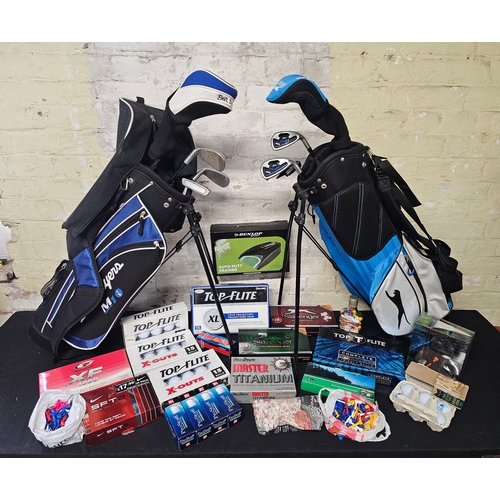 Golf Starter Set With 2 Junior Golf Bags, Clubs, Balls, Tees & Accessories Huge Bundle