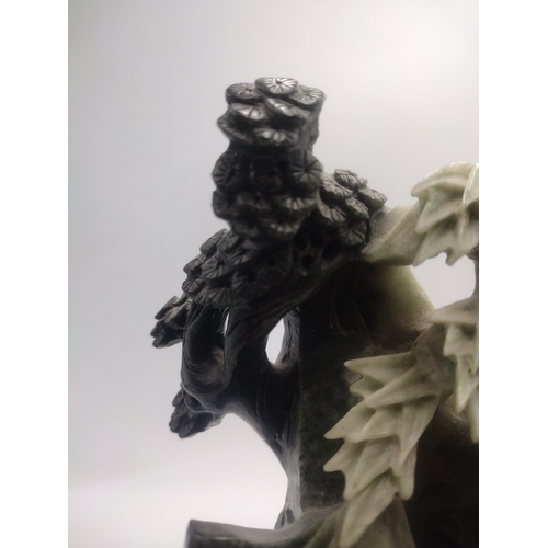 20 - Chinese Carved Dushan / Nanyang Jade Scholar’s Mountain Landscape Group On Carved Hardwood Stand, Ci... 