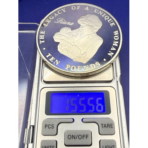 15 - Sterling Silver 2007 Alderney Princess Diana The Legacy of A Unique Woman Ten Pound Silver Proof Coi... 