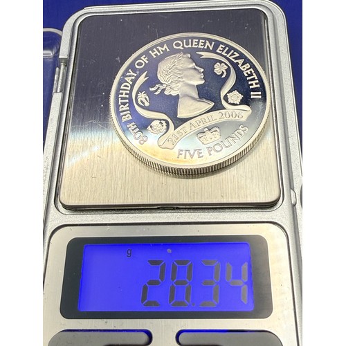 16 - Royal Mint Sterling Silver 2006 80th Birthday of HM Queen Elizabeth II Silver Proof £5 Coin Set from... 