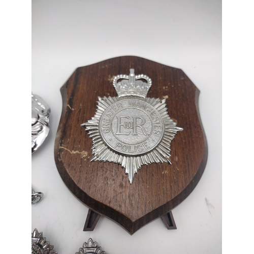 47 - Collection of Vintage British Police Helmet Plates, Cap Badges and Civic Insignia, To Include West M... 