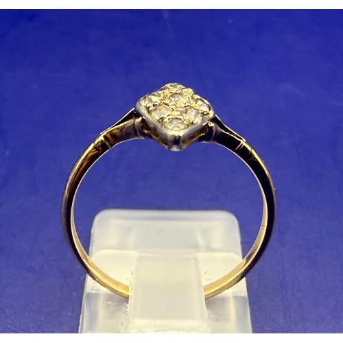24 - Beautiful Art Deco Lozenge Diamond Cluster 9ct Ring approx 1.34g inc stones