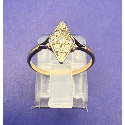 24 - Beautiful Art Deco Lozenge Diamond Cluster 9ct Ring approx 1.34g inc stones