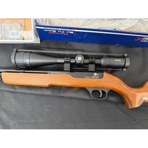 41 - SMK Cal 5.5 .22 XT501 Rabbit Destroyer CO2 Air Rifle with Hawke 4-16x50AO Scope and Bag
