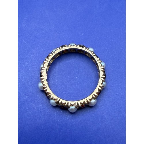 31 - Victorian 9ct Gold Full Garnet and Seed Pearl Enternity Ring approc 2.77g inc stones