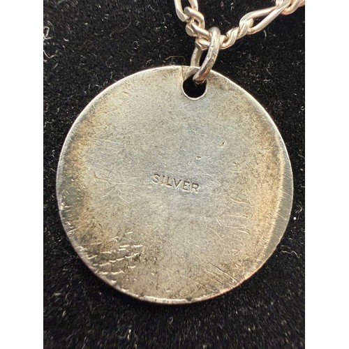 36 - Sterling Silver Figaro Chain with St Christopher Medalion approx 11.65g 925