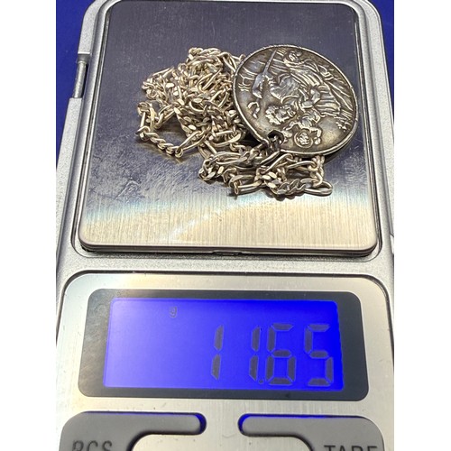 36 - Sterling Silver Figaro Chain with St Christopher Medalion approx 11.65g 925