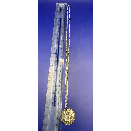 36 - Sterling Silver Figaro Chain with St Christopher Medalion approx 11.65g 925