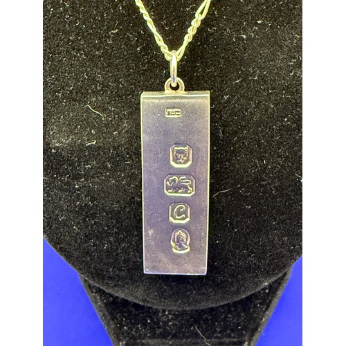 38 - Sterling Silver 1977 London Hallmarked Ingot on 925 Chain approx 37.96g