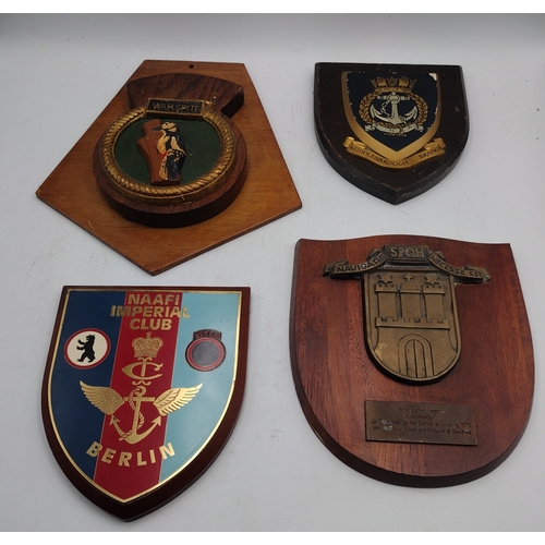 Collection Of Four Royal Navy, Naval Association And British Forces Berlin Wall Plaques To Include HMS Diomede Hamburg 1975, HMS Warspite, R.N.A. Middlesbrough Branch And NAAFI Imperial Club Berlin Circa 1970s