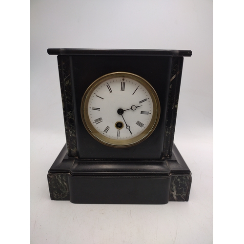 French L.T.M. Brevetés S.G.D.G. Eight-Day Gong-Striking Black Slate And ...