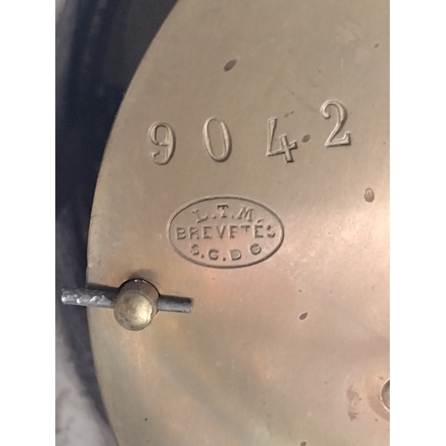 French L.T.M. Brevetés S.G.D.G. Eight-Day Gong-Striking Black Slate And ...