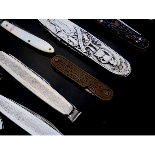 56 - A COLLECTION OF NINE 19TH CENTURY AND LATER PEN KNIVES
To include mother of pearl and the commemorat... 