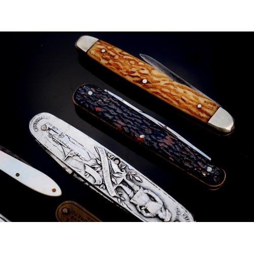 56 - A COLLECTION OF NINE 19TH CENTURY AND LATER PEN KNIVES
To include mother of pearl and the commemorat... 