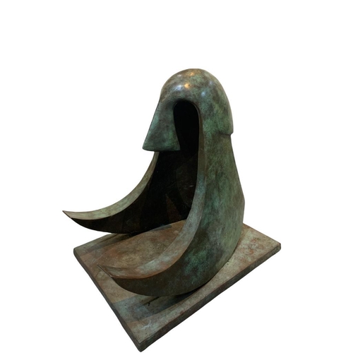 107 - ALAN MARTIN, BRITISH, A LARGE AND IMPRESSIVE 20TH CENTURY BRONZE 
Titled ‘Rocking Helmet’, signed, d... 