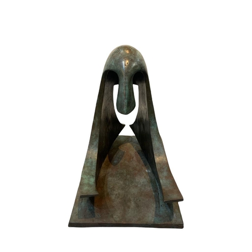 107 - ALAN MARTIN, BRITISH, A LARGE AND IMPRESSIVE 20TH CENTURY BRONZE 
Titled ‘Rocking Helmet’, signed, d... 