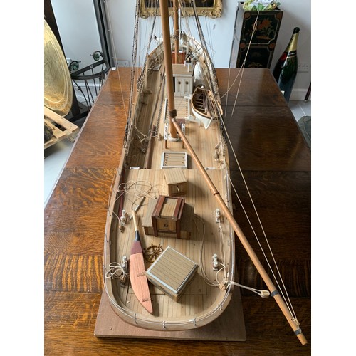 117 - AN EXTREMELY LARGE SCRATCH BUILT WOODEN MODEL, A THREE MAST SHIP
On stand (possibly a whaler ship).
... 