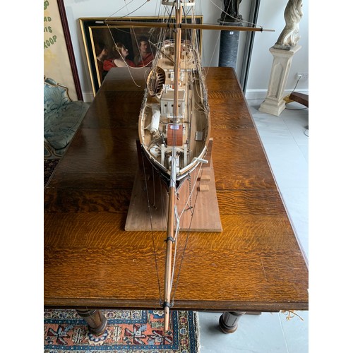 117 - AN EXTREMELY LARGE SCRATCH BUILT WOODEN MODEL, A THREE MAST SHIP
On stand (possibly a whaler ship).
... 