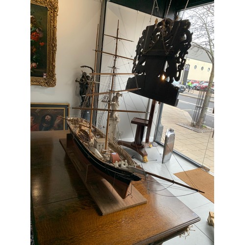 117 - AN EXTREMELY LARGE SCRATCH BUILT WOODEN MODEL, A THREE MAST SHIP
On stand (possibly a whaler ship).
... 