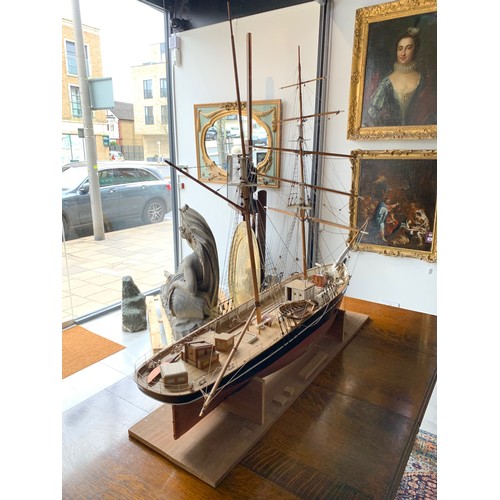 117 - AN EXTREMELY LARGE SCRATCH BUILT WOODEN MODEL, A THREE MAST SHIP
On stand (possibly a whaler ship).
... 