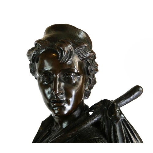 135 - CHARLES BELL BIRCH, 1832 - 1893, A RARE BRONZE STATUE OF DICK WHITTINGTON 
Signed and dated 1878.
(6... 