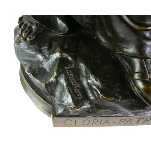 137 - EUGENE MARIOTON, 1854 - 1933, A LARGE BRONZE STATUE
Titled ‘Gloria Patria’, signed.
(72cm)

Conditio... 