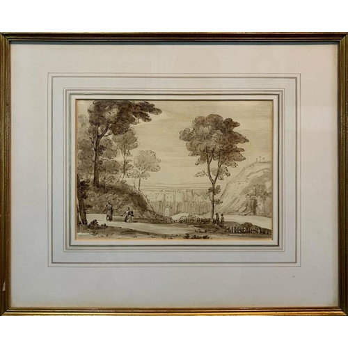 188 - FOLLOWER OF CLAUDE GELLEE (CALLED CLAUDE LORRAIN), A PAIR OF PEN, INK AND WASH WITH TRACES OF PENCIL... 