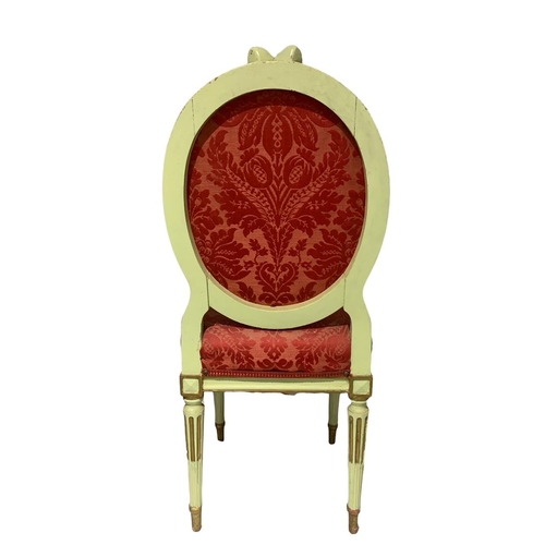 142 - A DECORATIVE 18TH/19TH CENTURY FRENCH LOUIS XV DESIGN CARVED WOOD AND PAINTED SIDE CHAIR
The back an... 