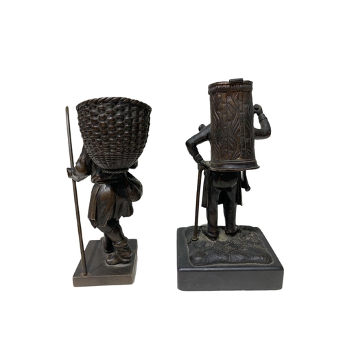 169 - A PAIR OF 19TH CENTURY FRENCH BRONZE FIGURES
Depicting wanderers. 
(tallest 16.1cm)