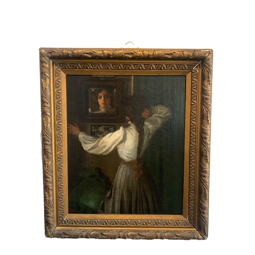 250 - CIRCLE OF JAMES ABBOTT MCNEILL WHISTLER, 1834 - 1903, A 19TH CENTURY OIL ON CANVAS
Interior scene, p... 